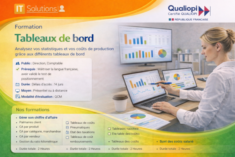 Analysez vos statistiques et vos coûts de production grâce aux différents tableaux de bord.